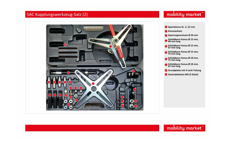 Zusatzbild 2 SAC Kupplungswerkzeug-Satz m. Ergänzungsset Gewindebolzen M9