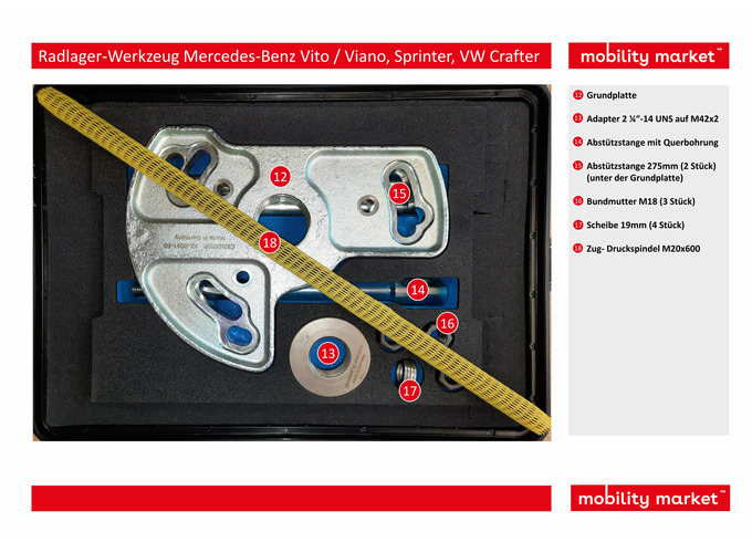 Zusatzbild 2 Radlager-Werkzeug Mercedes-Benz Vito / Viano (W639), Sprinter (906), VW Crafter (2E/2F)